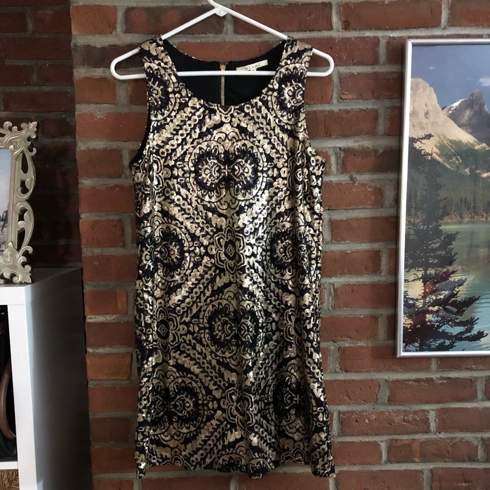 Miami Black and Gold Sequin Dress
